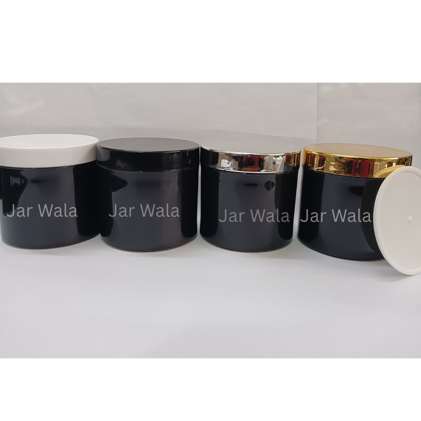 100GM BLACK PREMIUM PET JAR WITH CAP AND INNER PLUG/LID