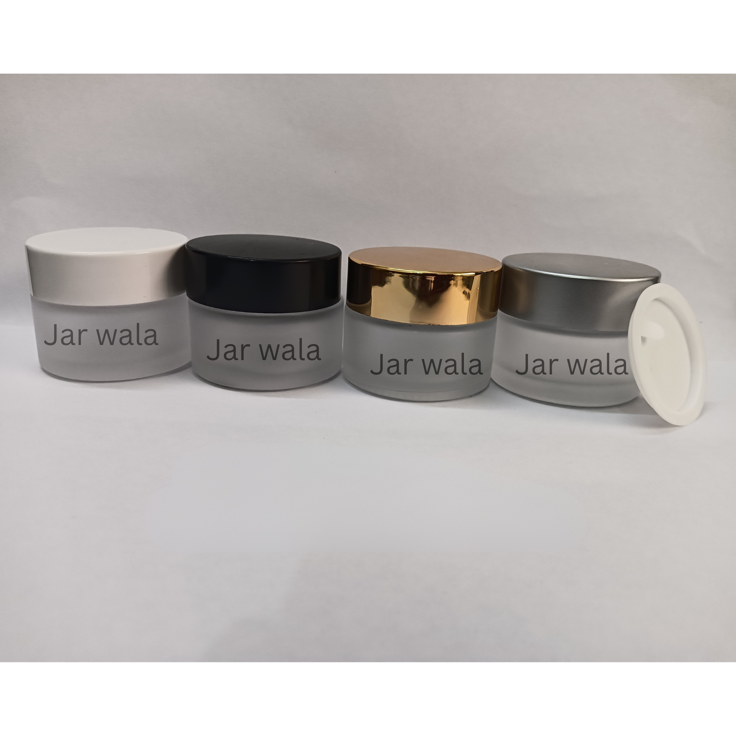 15GM CLEAR FROSTED GLASS JAR WITH CAP AND INNER PLUG/LID
