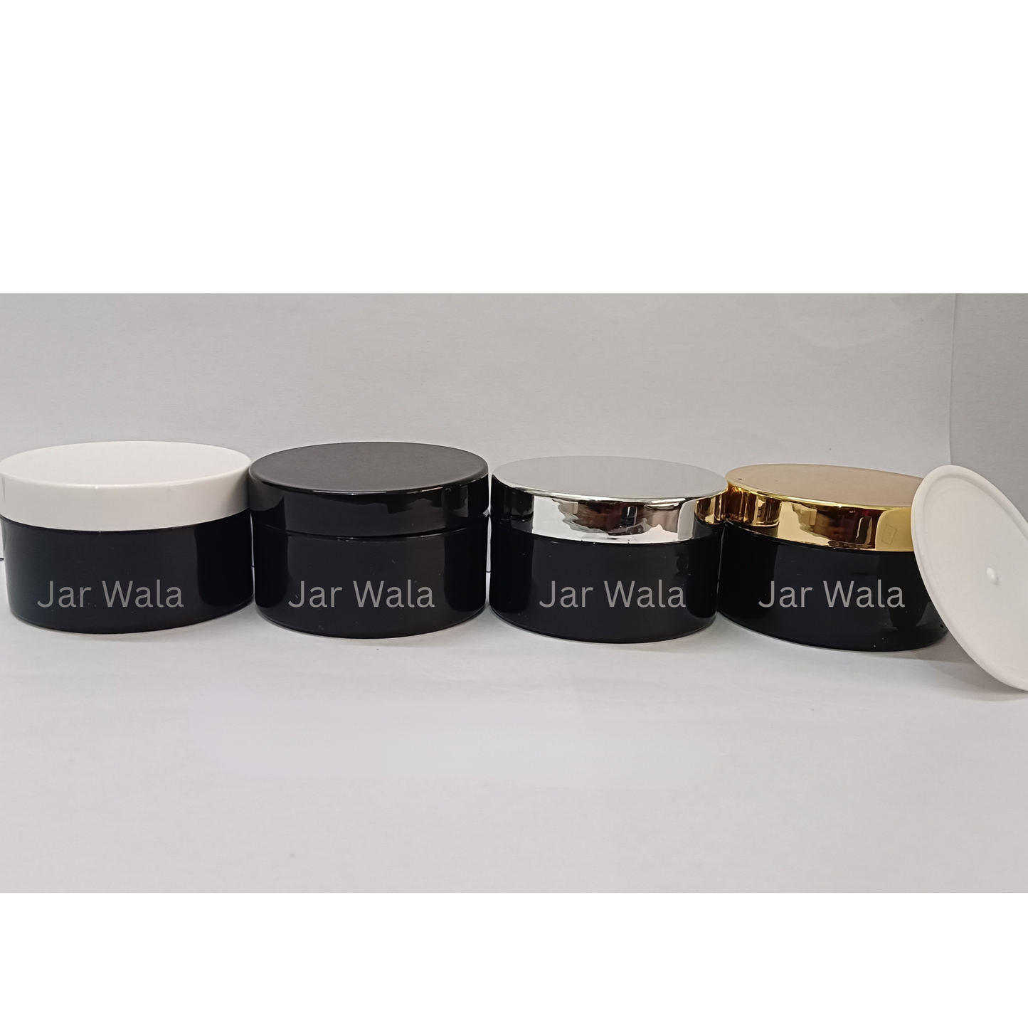 50GM BLACK PREMIUM PET JAR WITH CAP AND INNER PLUG/LID