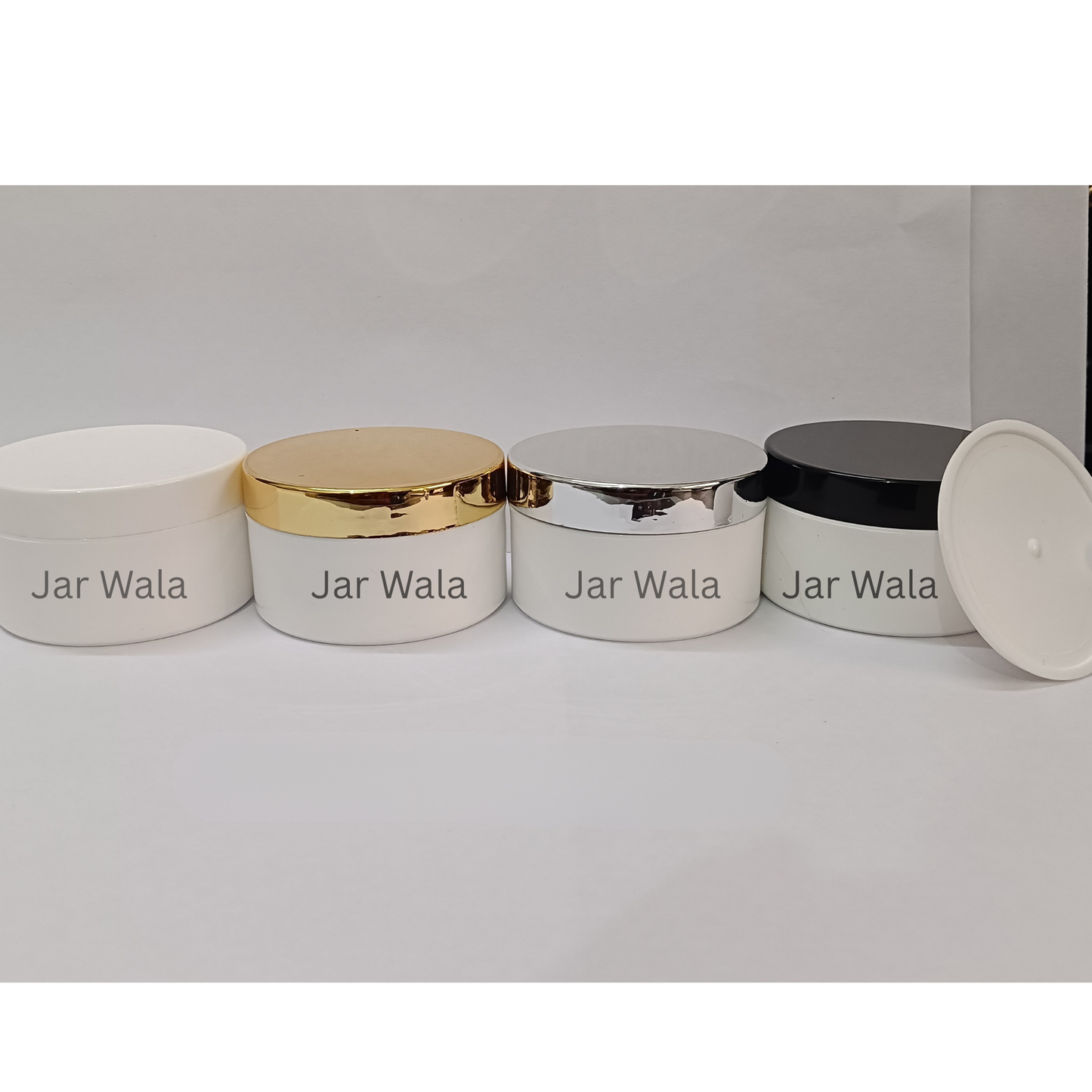 50GM WHITE PREMIUM PET JAR WITH CAP AND INNER PLUG/LID