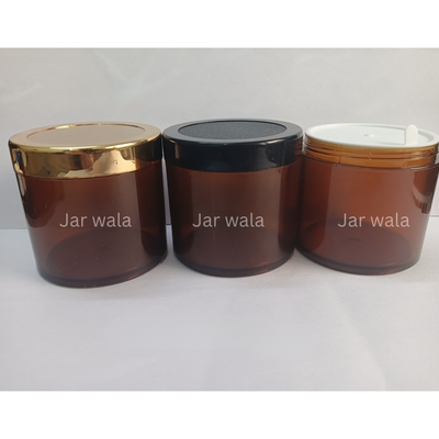 100GM ACRYLIC SAN JAR AMBER COLOR WITH CAP AND INNER PLUG/LID
