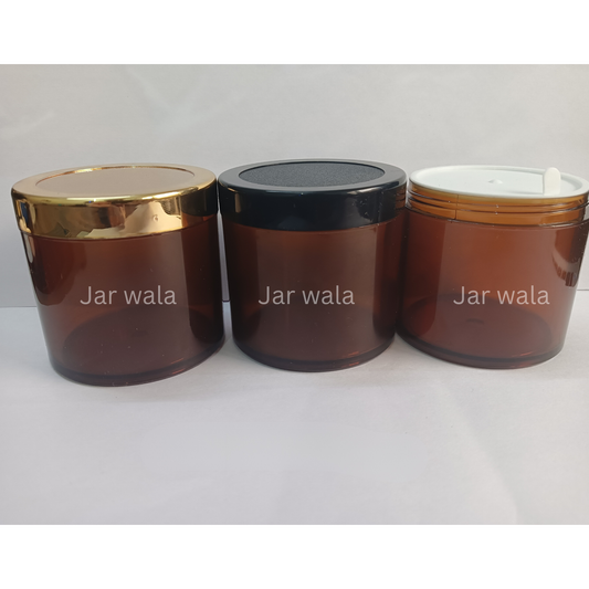 100GM ACRYLIC SAN JAR AMBER COLOR WITH CAP AND INNER PLUG/LID