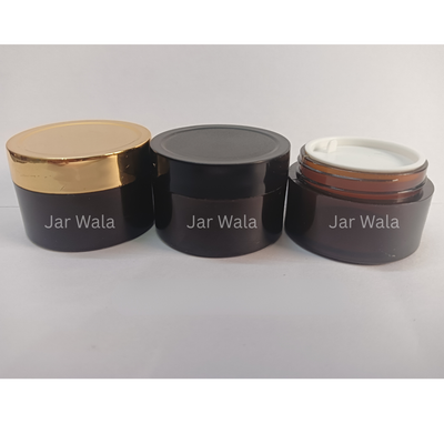 15GM ACRYLIC SAN JAR AMBER COLOR WITH CAP AND INNER PLUG/LID