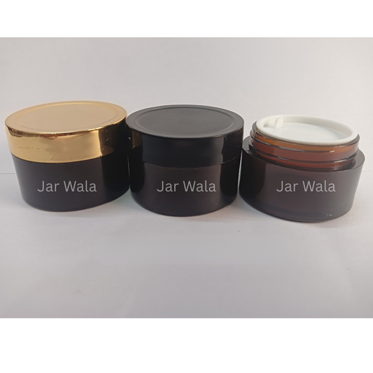 15GM ACRYLIC SAN JAR AMBER COLOR WITH CAP AND INNER PLUG/LID