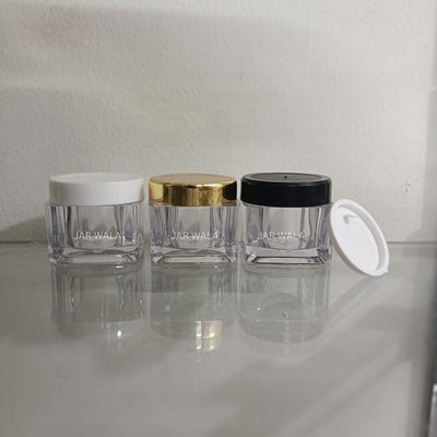 15GM SAN TRANSPARENT SQUARE JAR WITH CAP AND INNER PLUG