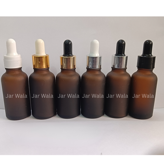 30ML AMBER FROSTED GLASS BOTTLE WITH DROPPER SET