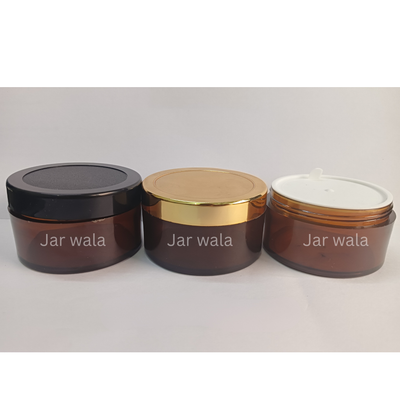 50GM ACRYLIC SAN JAR AMBER COLOR WITH CAP AND INNER PLUG/LID