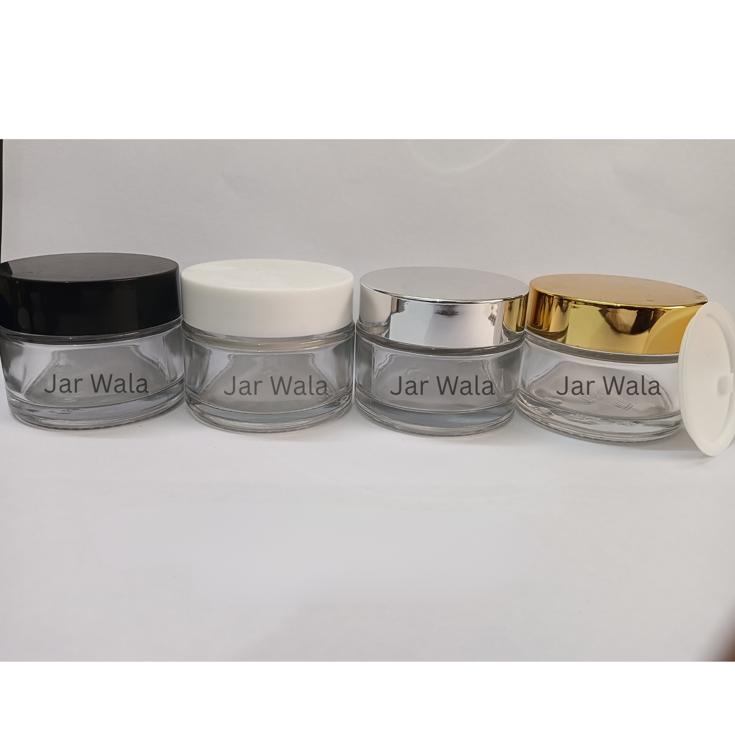 50GM CLEAR GLASS JAR WITH CAP AND INNER PLUG/LID