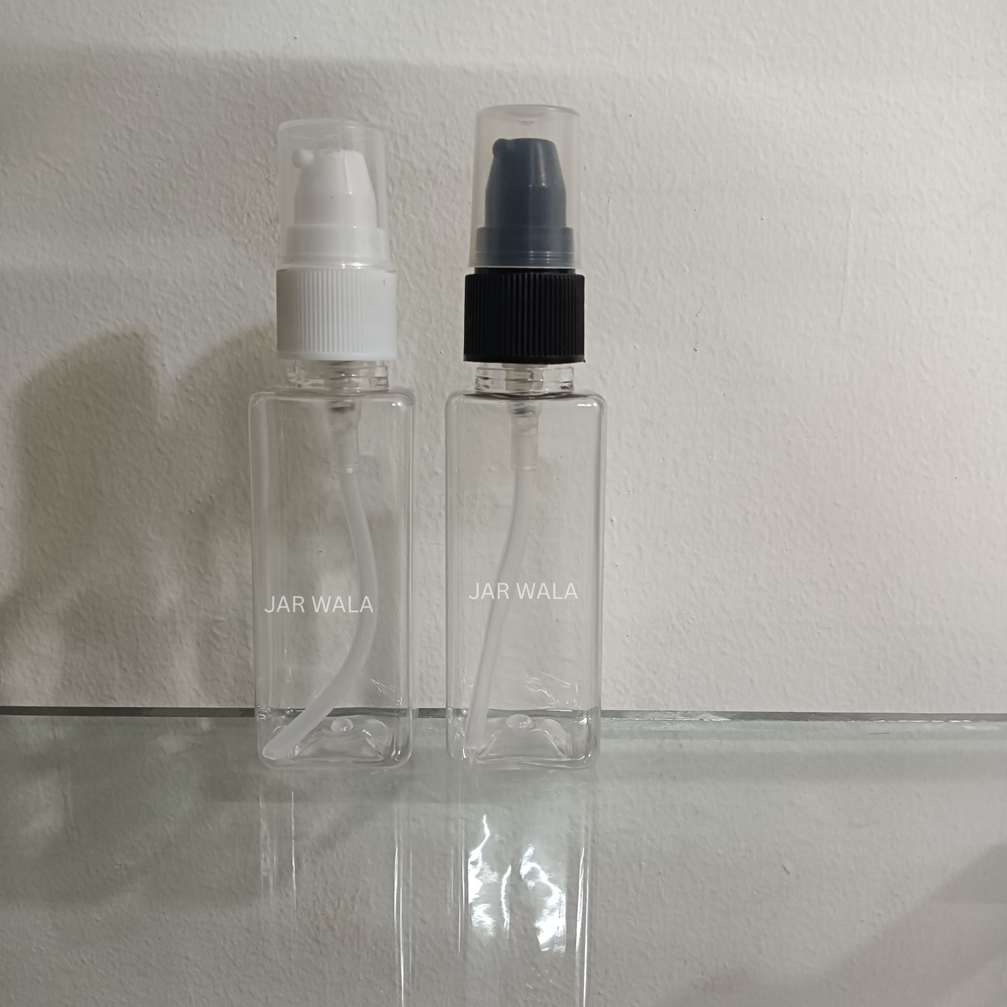 50ML PET SQUARE BOTTLE WITH CREAM PUMP