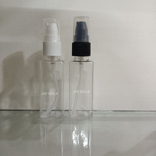 50ML PET SQUARE BOTTLE WITH CREAM PUMP
