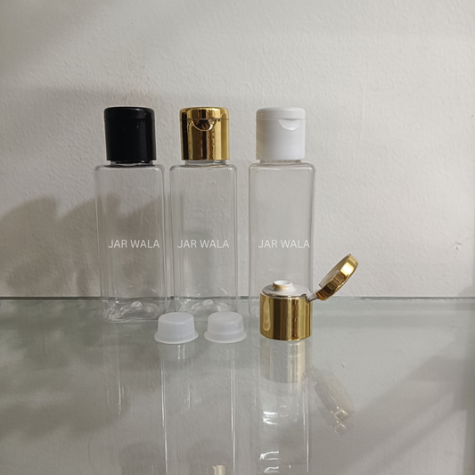 50ML PET SQUARE BOTTLE WITH FLIPTOP CAP AND INNER PLUG