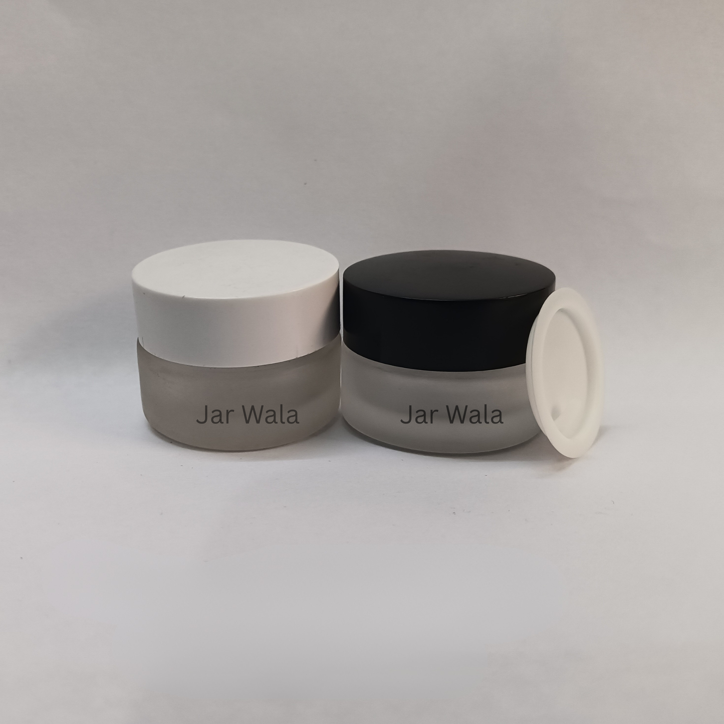 5GM CLEAR FROSTED GLASS JAR WITH CAP AND INNER PLUG/LID