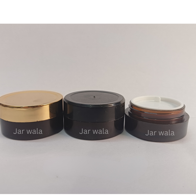 8GM ACRYLIC SAN JAR AMBER COLOR WITH CAP AND INNER PLUG/LID