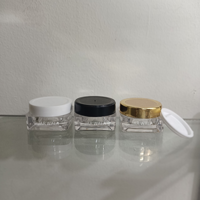 8GM SAN TRANSPARENT SQUARE JAR WITH CAP AND INNER PLUG
