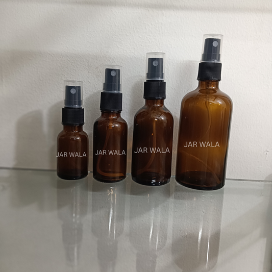 AMBER GLASS BOTTLE WITH BLACK MIST SPRAY