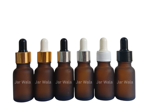 Jar Wala 15ml Amber Frosted Serum Bottle With Glass Dropper